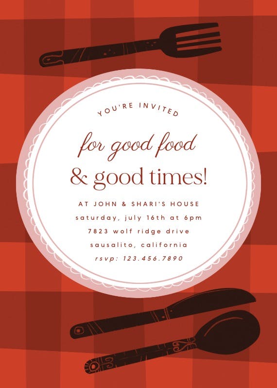 Good Time Dinner Party Invitation Template Free Greetings Island